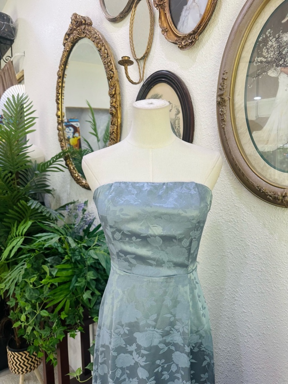 Lulus Sage Blue Strapless Formal Dress - Picture 4 of 8